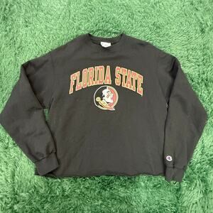 Florida State University Black Pullover Cropped Large Sweatshirt Women's